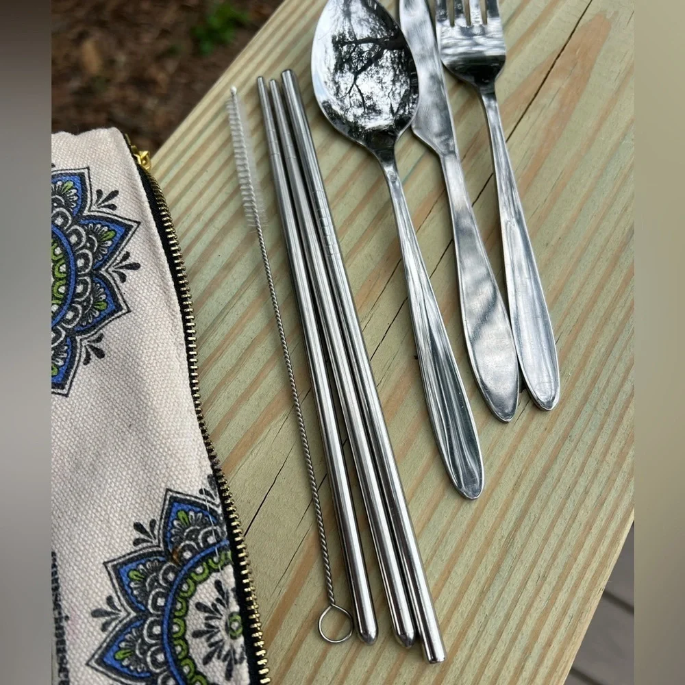 Mandala Eco-Friendly Travel Cutlery Set 7-Piece Utensils Reusable
